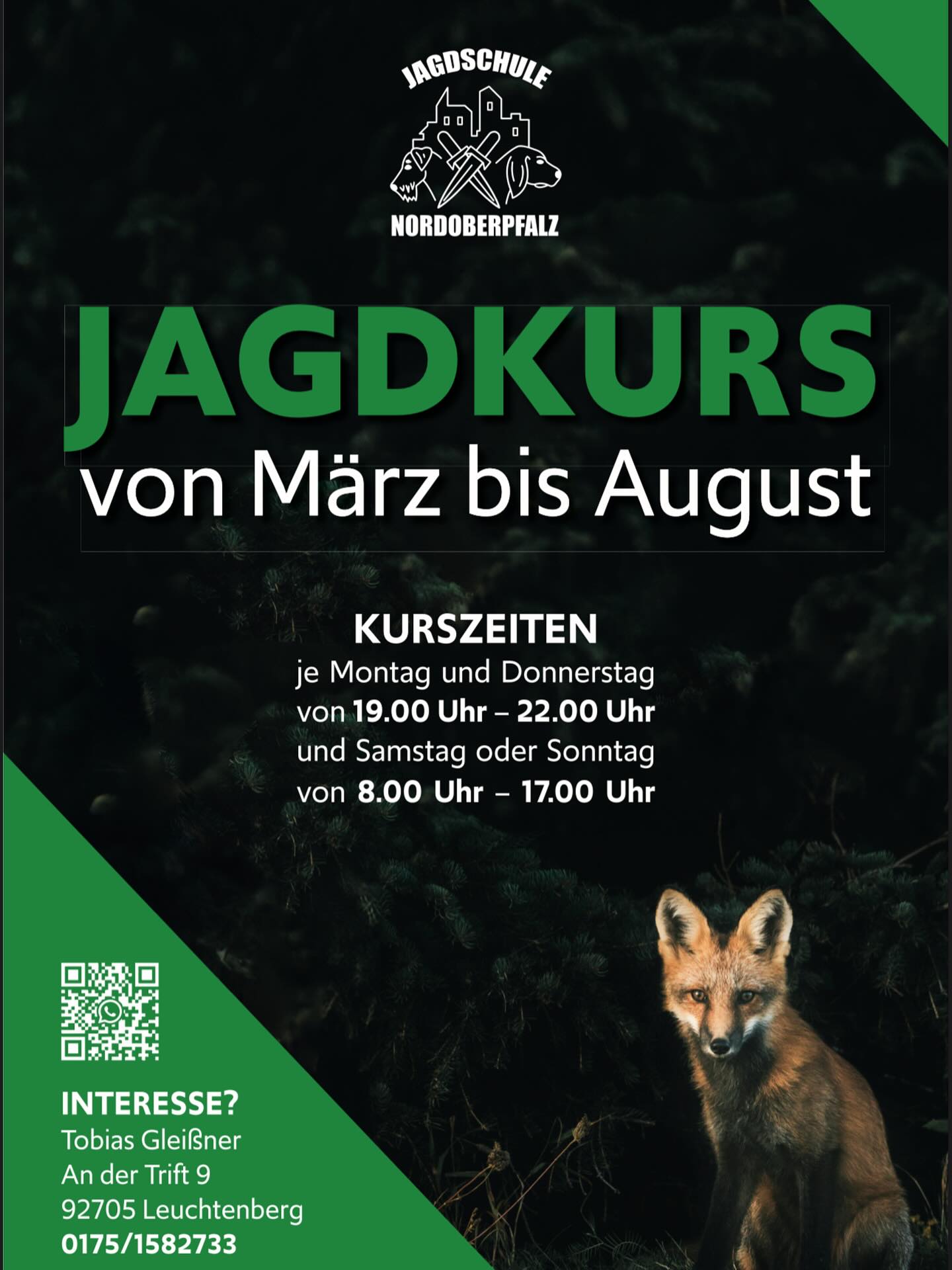 Plakat Jagdkurs Jagdschule Nordoberpfalz